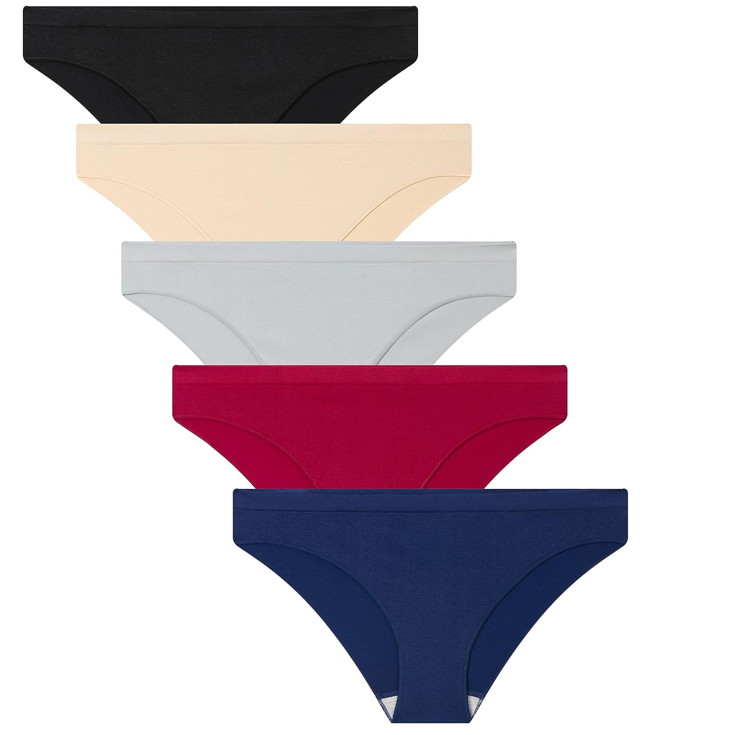 ELACUCOS Bikini Underwear for Women Cheeky Panties Soft No Show Seamless Hipster 5 Pack