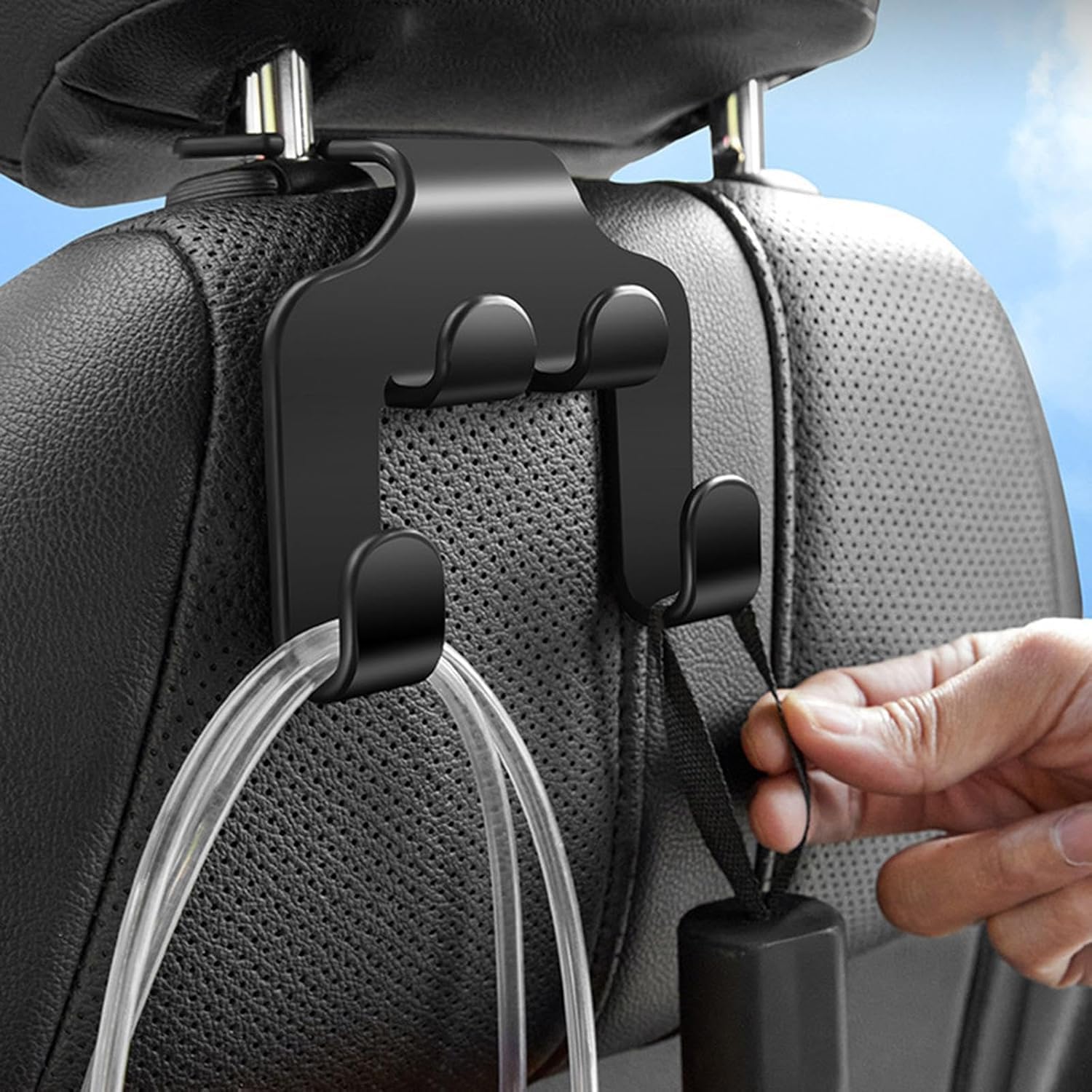 TROFFLY Car Backrest Hanger Hooks Set of 4 – Heavy-Duty Headrest Organizer for Handbags, Grocery Bags & Wallets – Durable Car Seat Storage Accessory for Driver & Passenger Comfort (Stylish)-image-19