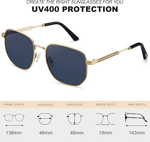 Miniatura 4 de AVAWAY Lentes de sol polarizados para mujer, marco de metal dorado, protección UV, categoría 3, parasol cuadrado