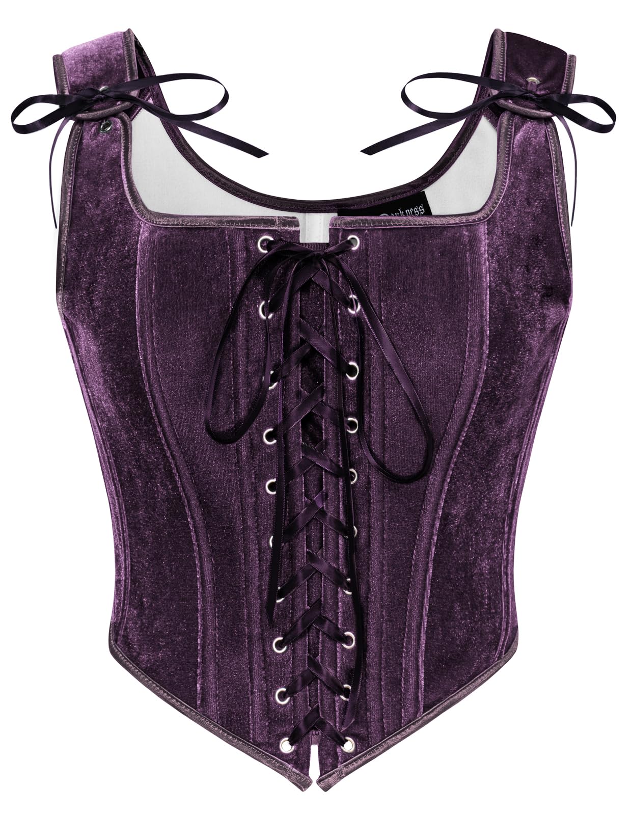 SCARLET DARKNESS Damen Renaissance Korsett Vintage Lace Up Festlich Samt Bustier