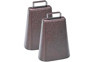 7 Inch Steel Bull Bell in Antique Copper Finish with Handle (Pack of 2)
