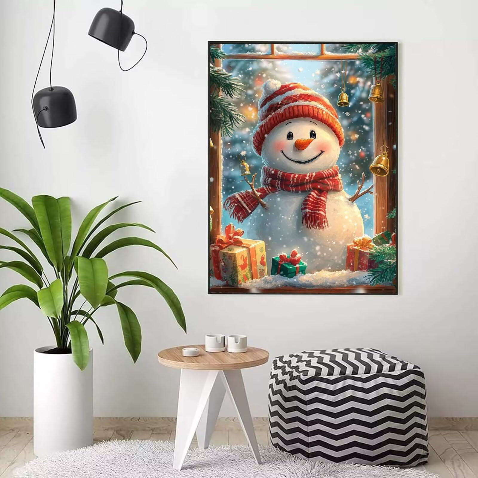 hiver Peinture Numero Adulte, Avec Pinceau and Acrylique - 80x100cm j0-73 | Peinture par Numero Bonhomme de neige-5, Activité Manuelle Adulte Débutants, Decoration Murale, Cadeau Femme, Sans Cadre