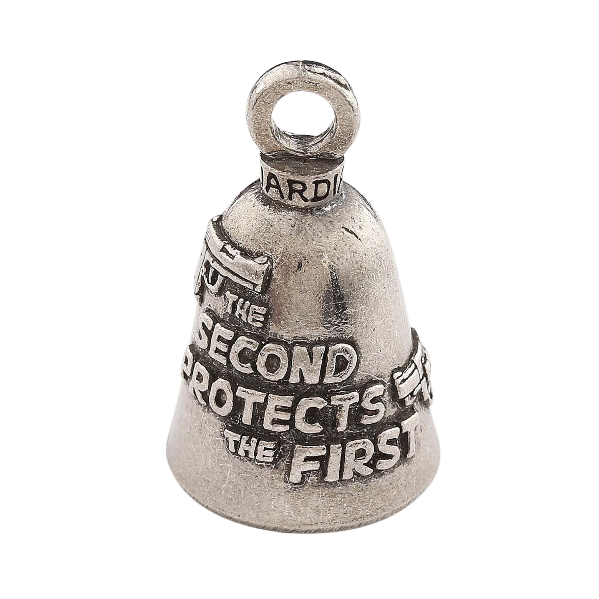 Guardian Bell Patriotic Good Luck Bell w/Keyring & Black Velvet Gift Bag | Motorcycle Bell | Lead-Free Pewter | Made in USA