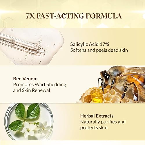 Miniatura 4 de Removedor de verrugas de veneno de abeja removedor de verrugas de acción rápida para eliminar callos de maíz de verrugas planas comunes plantares