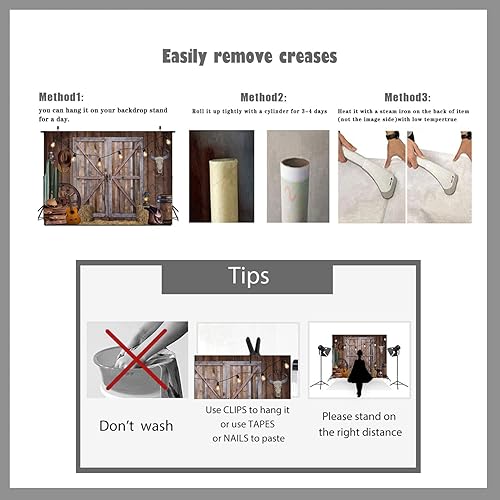 Miniatura 5 de LTLYH Fondo rústico de granero de vaquero occidental de 7 x 5 pies, para puerta de granero, heno, cactus, guitarra, tema de rodeo, fondo de