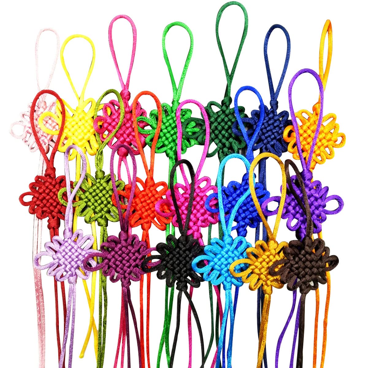 100 Pcs Chinese Knot Lucky Pendant for Chinese New Year Home Decoration to Bring You Auspicious Wealth Health and Happiness