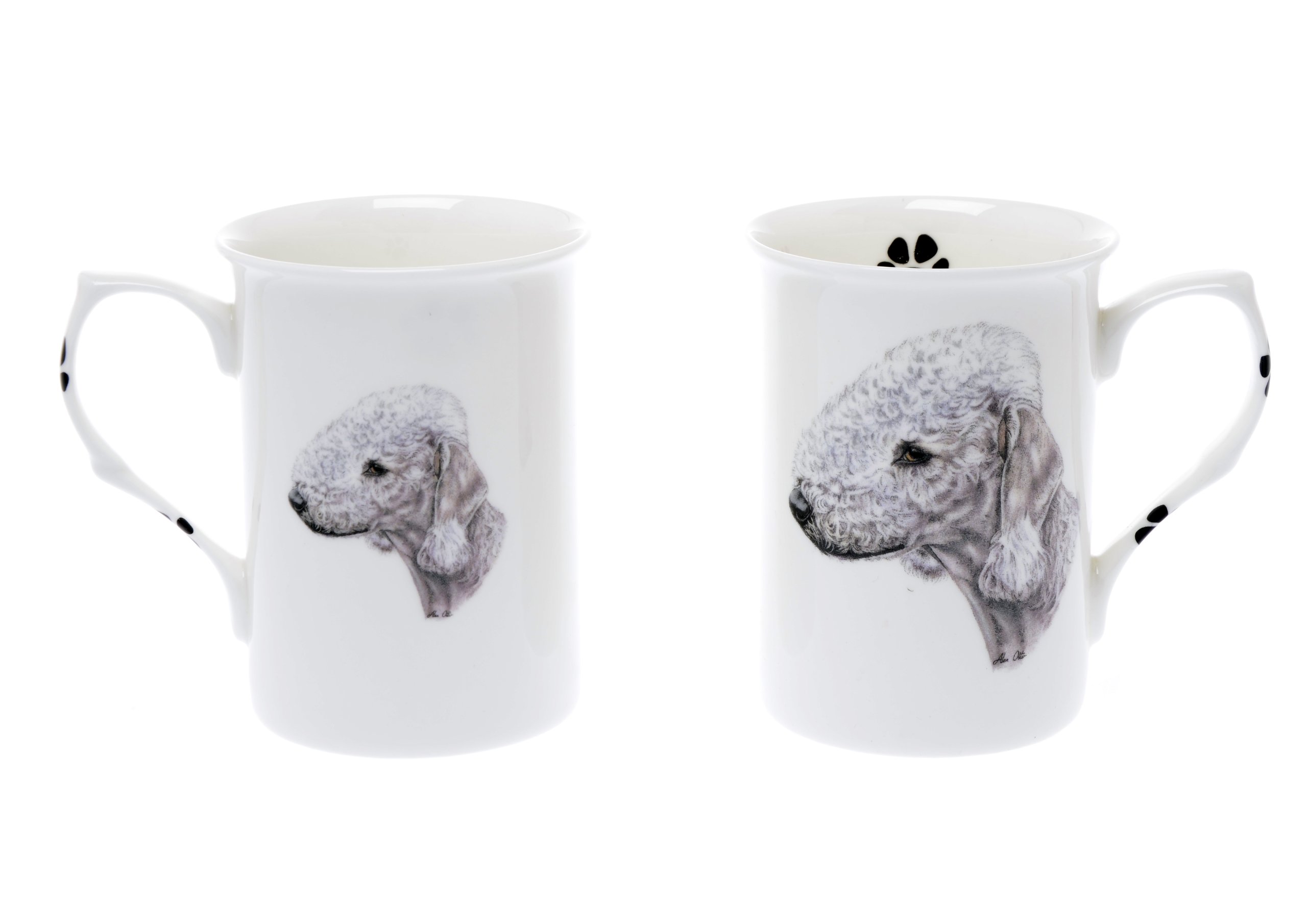 (BB6) Set of 2 Bone China BEAKERS/Mugs Bedlington Terrier Dog Presentation Gift Boxed- Lovely Gift Kirsty Jayne China