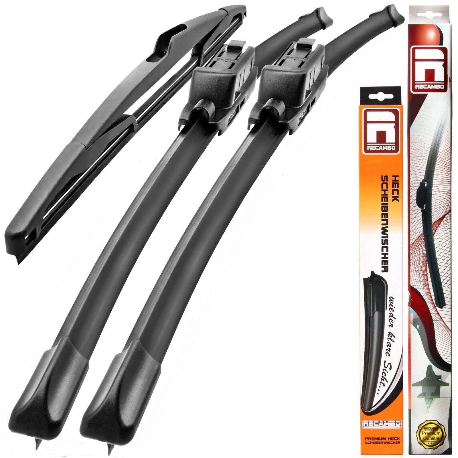 Recambo Wycieraczka do szyb z przodu + z ty?u kompatybilna z Renault Megane Grandtour | 2008-2016 (zestaw 3 sztuk: 600 mm / 400 mm / 350 mm)