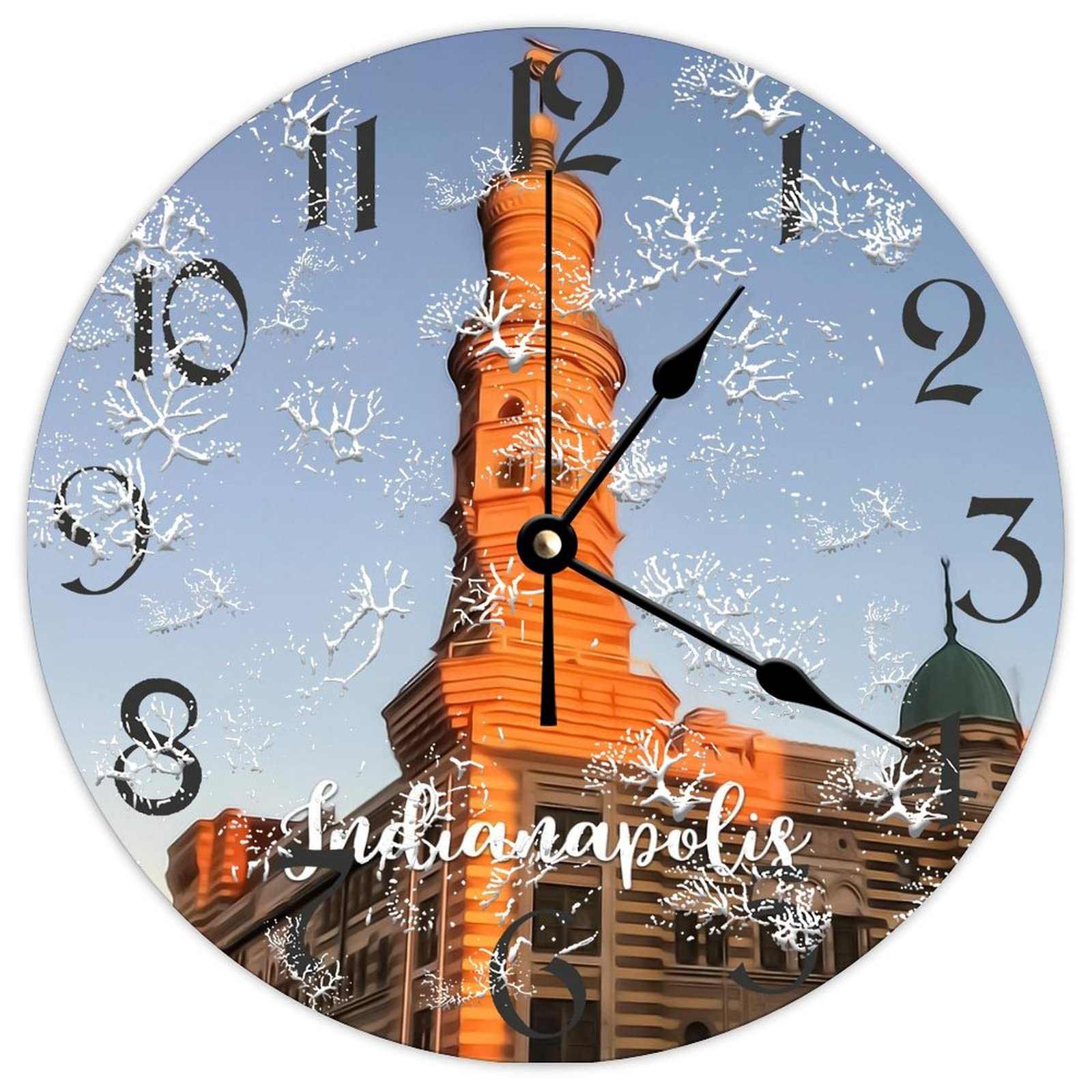 Horloge murale ronde en bois Indianapolis vintage 38 cm