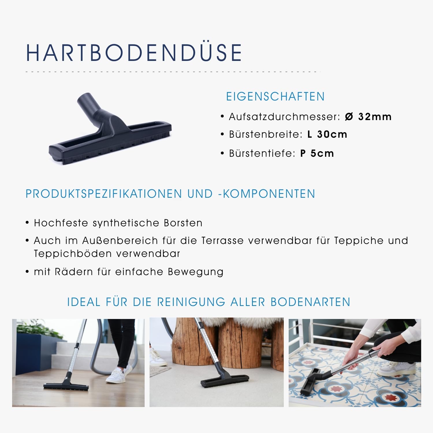 vacuplanet Bausatz 5 Hartbodendüse für Zentralstaubsauger Durchmesser ø32mm
