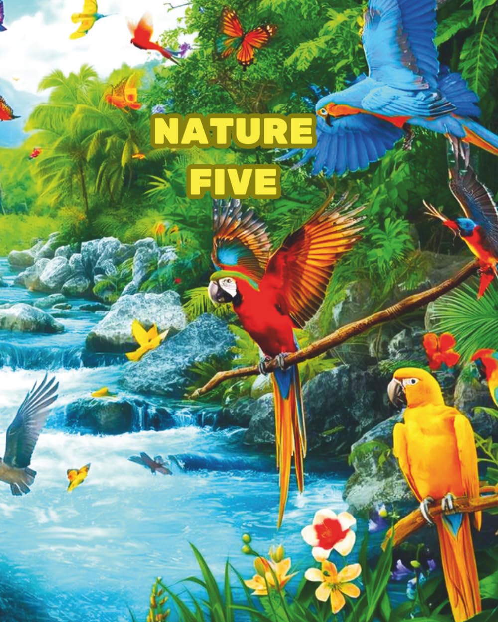 NATURE FIVE: A NATURE COLOURING BOOK FULL OF BIRDS, TREES, FLOWERS AND BUTTERFLIES. (LIMITED EDITIONS)