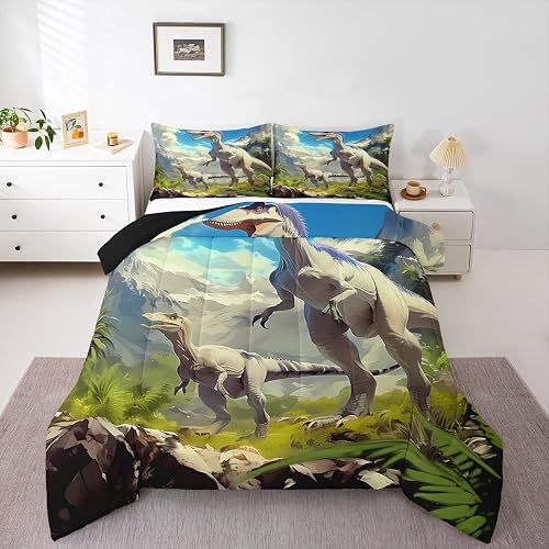 Feelyou Dinosaur Dino Wildlife Comforter Set Full Size Boys Girls Bedding