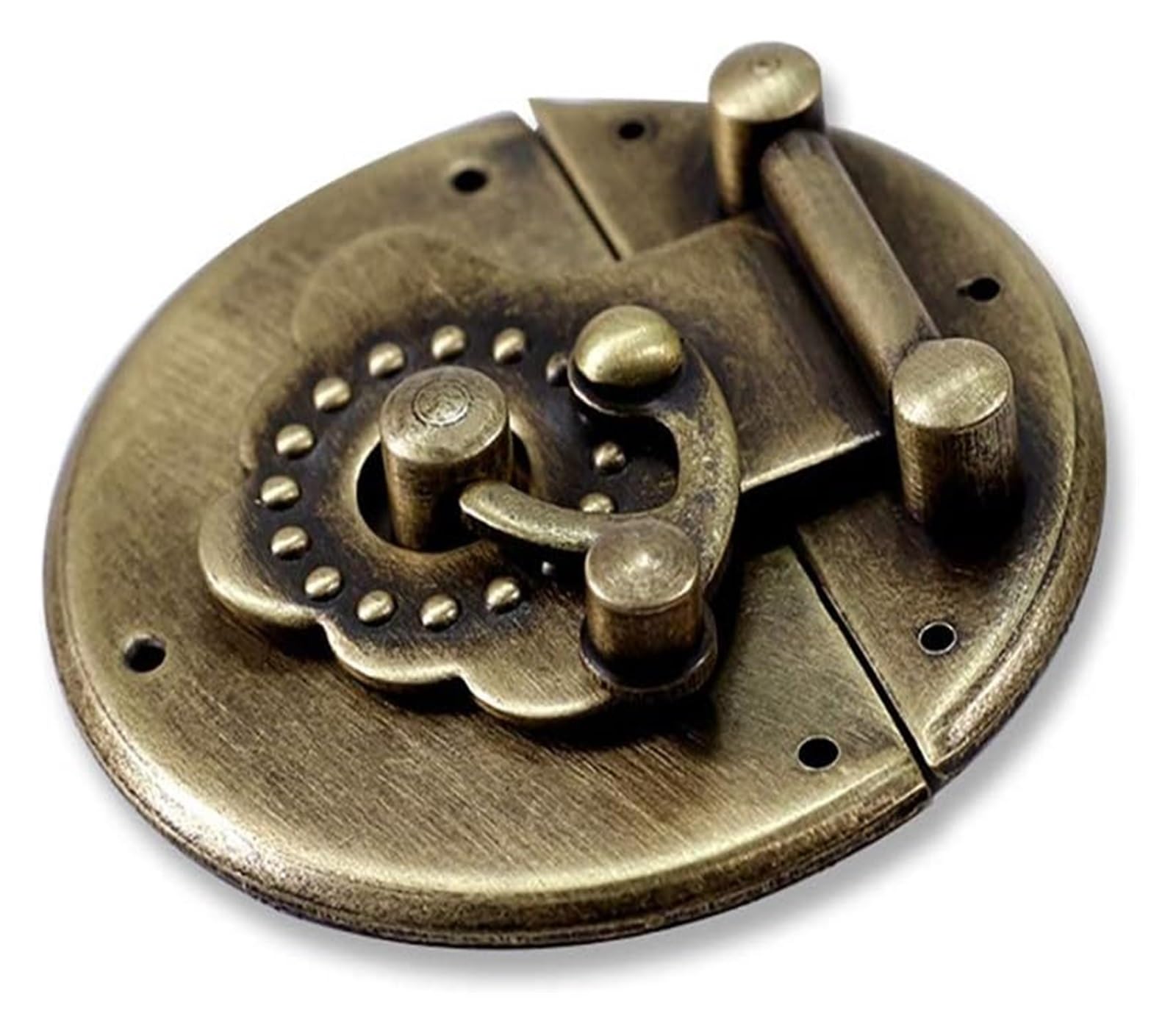uoXHFdh Antique Vintage Small Brass Round Cabinet Box Latch Buckle Catch Clasp Case Lock Hinges Furniture Hardware Hasp