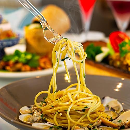 Miniatura 6 de 360 tenedores y cucharas de plástico transparente extra resistentes, 180 tenedores y 180 cucharas, resistentes al calor, juego de cubiertos de