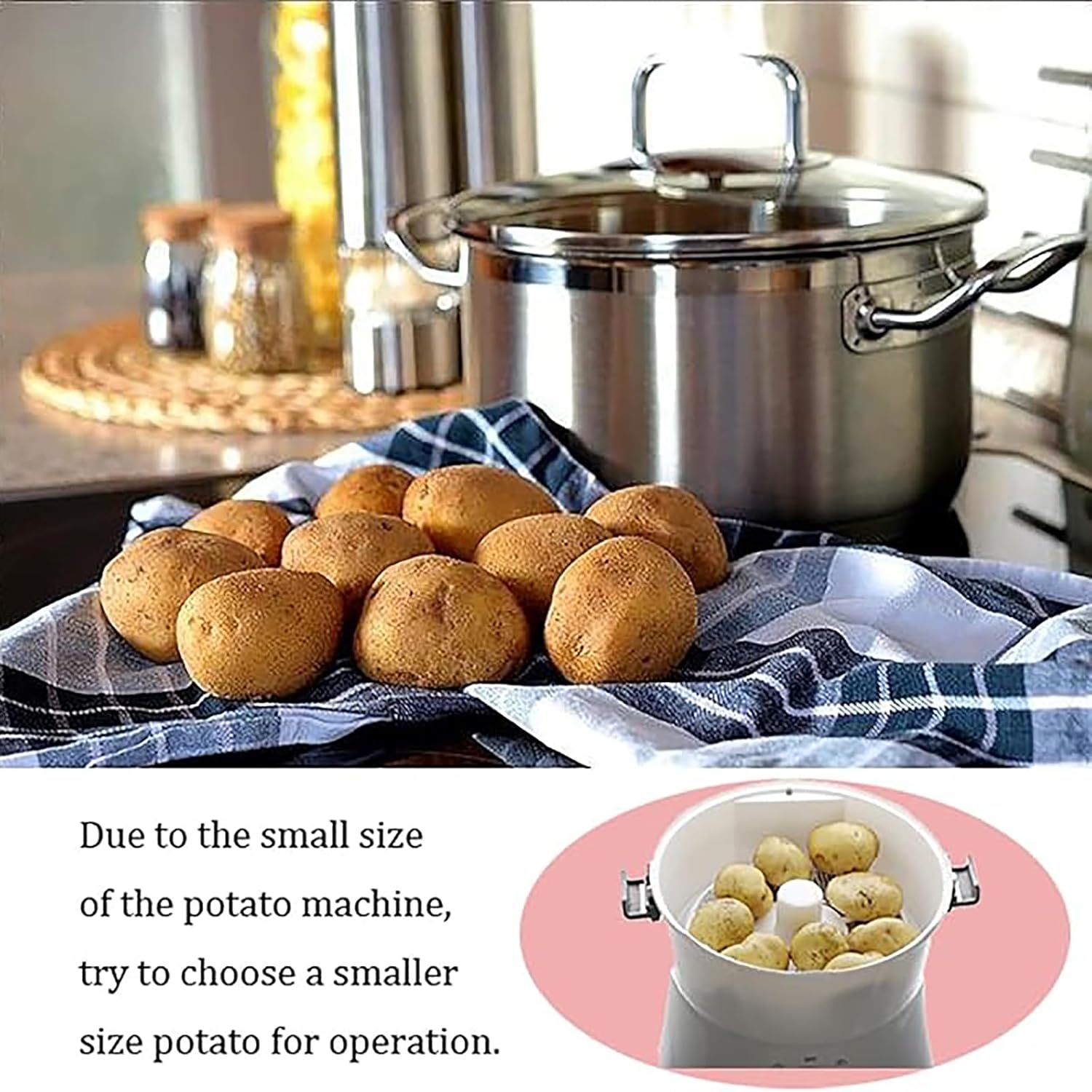 Electric Potato Peeler with 6 Blades, Full Automatic Peeling Machine/Fruits Vegetable Dehydrator, Peels Up to 1Kg Potatoes in 2-4 Minute
