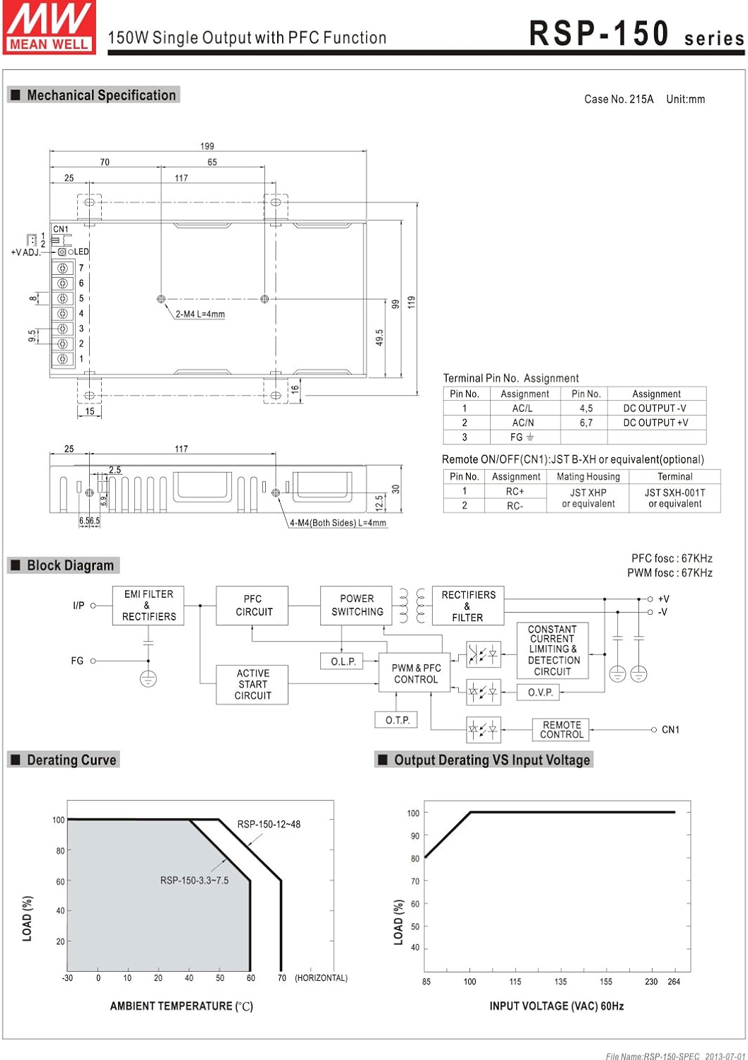 Mean Well RSP-150-5 AC to DC Power Supply