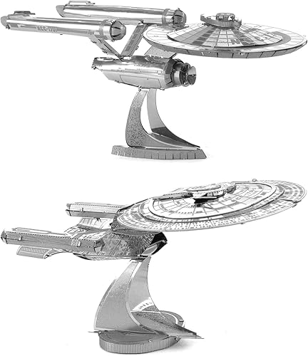 Fascinations Juego de 2 modelos de Metal Earth 3D Star Trek USS Enterprise NCC-1701D y USS Enterprise NCC-1701