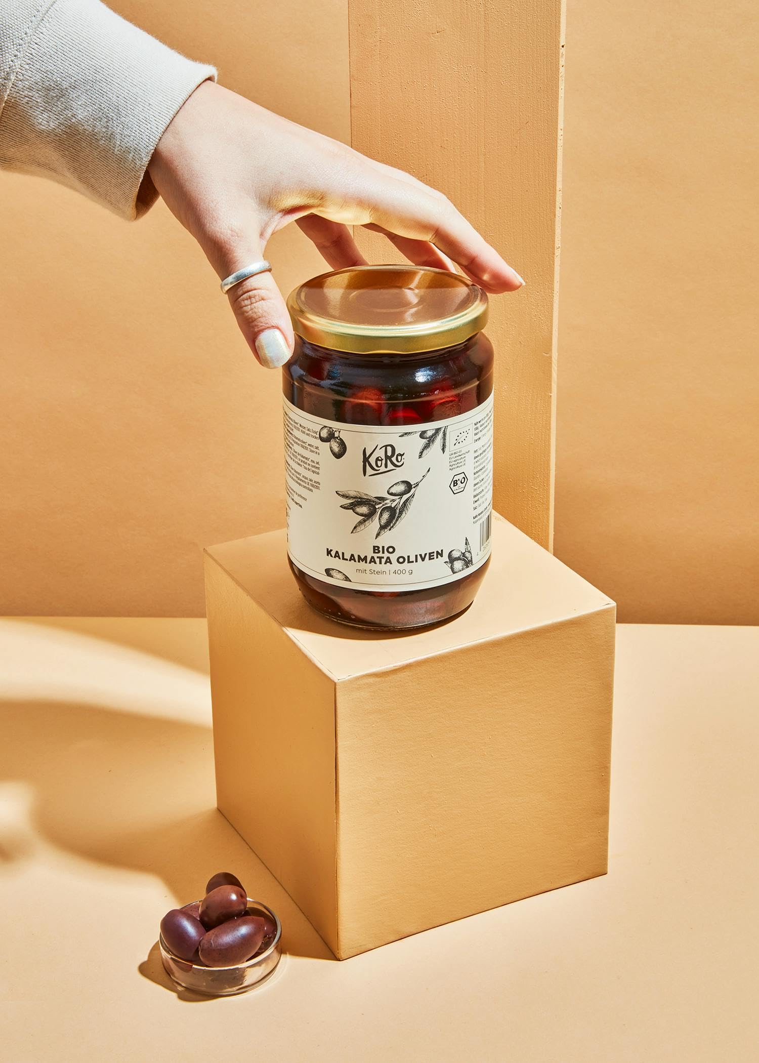 KoRo - Olives Kalamata Bio avec noyau 6 x 400 g - aromatique unique - olives naturelles en saumure - provenance Grèce
