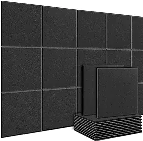 Pacote com 18 Painéis de Espuma à Prova de Som, 30 * 30 cm Painéis Autoadesivos de Absorção de Som, Painel Acustico, Painéis Autoadesivos de Espuma Acústica, Painéis Acústicos de Parede