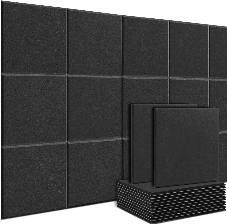 Pacote com 18 Painéis de Espuma à Prova de Som, 30 * 30 cm Painéis Autoadesivos de Absorção de Som, Painel Acustico, Painéis Autoadesivos de Espuma Acústica, Painéis Acústicos de Parede