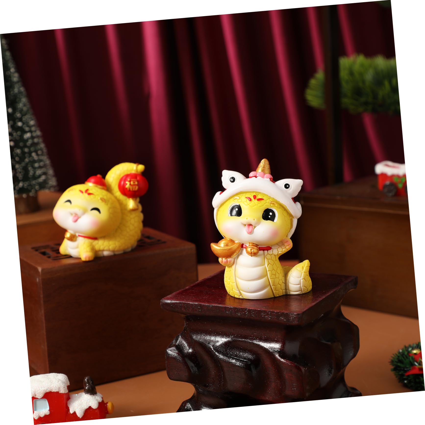 VALICLUD 4 Ensembles Mascotte Dessus De Table du À Thème Décors De Table Figurines d'animaux Reptiles Parure De Serpent Figurines De Serpents Résine 2 Pièces * 4