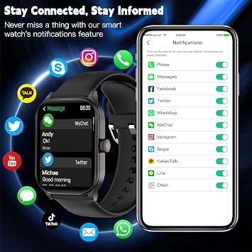 Smart Watch for Women Men(Answer/Make Call), Smartwatches with Heart Rate/SpO2/Sleep/Stress Monitor, IP68 Waterproof Activity Tracker for Android iPhone, 100+ Sports Fitness Watches (Black, 1.85)
