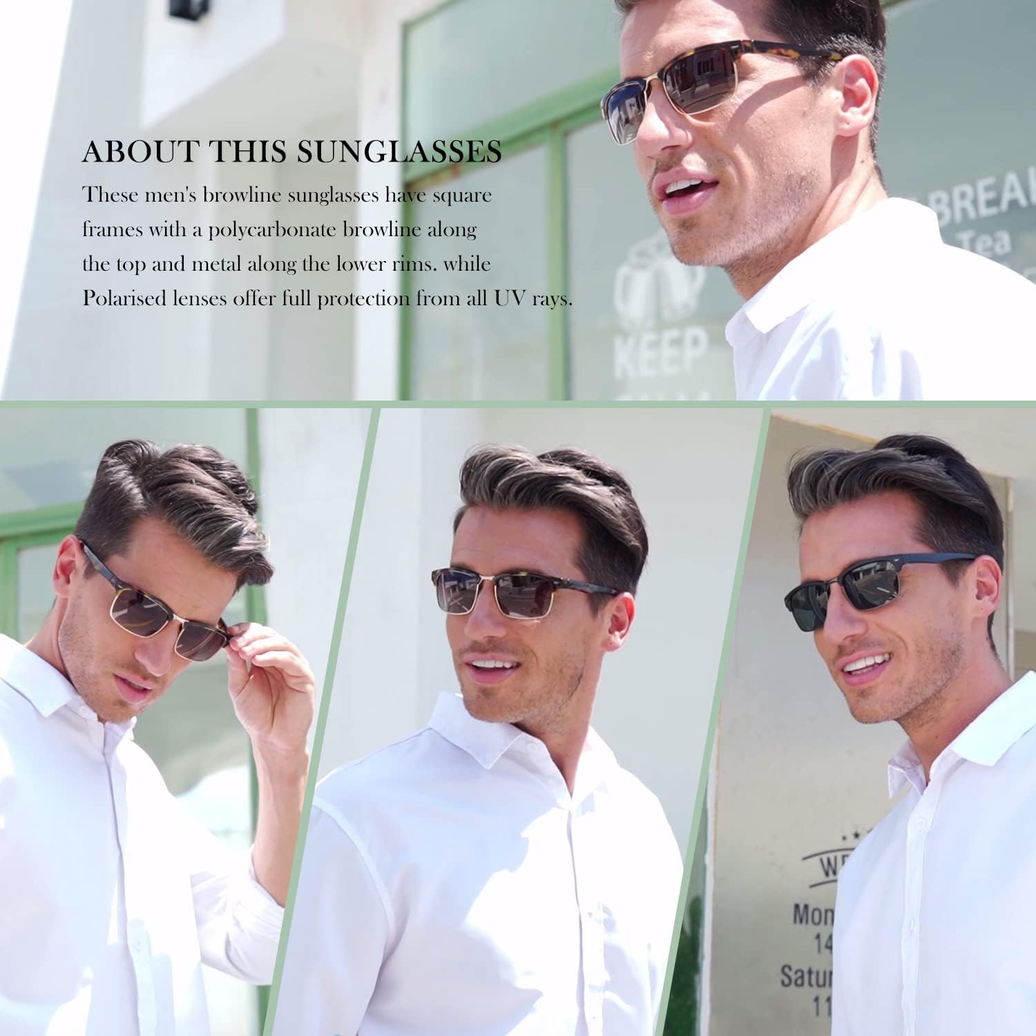 Dollger Polarized Sunglasses Men Half Frame Square Semi-Rimless Driving Sun Glasses Shades for Men UV400 Protection - Image 6