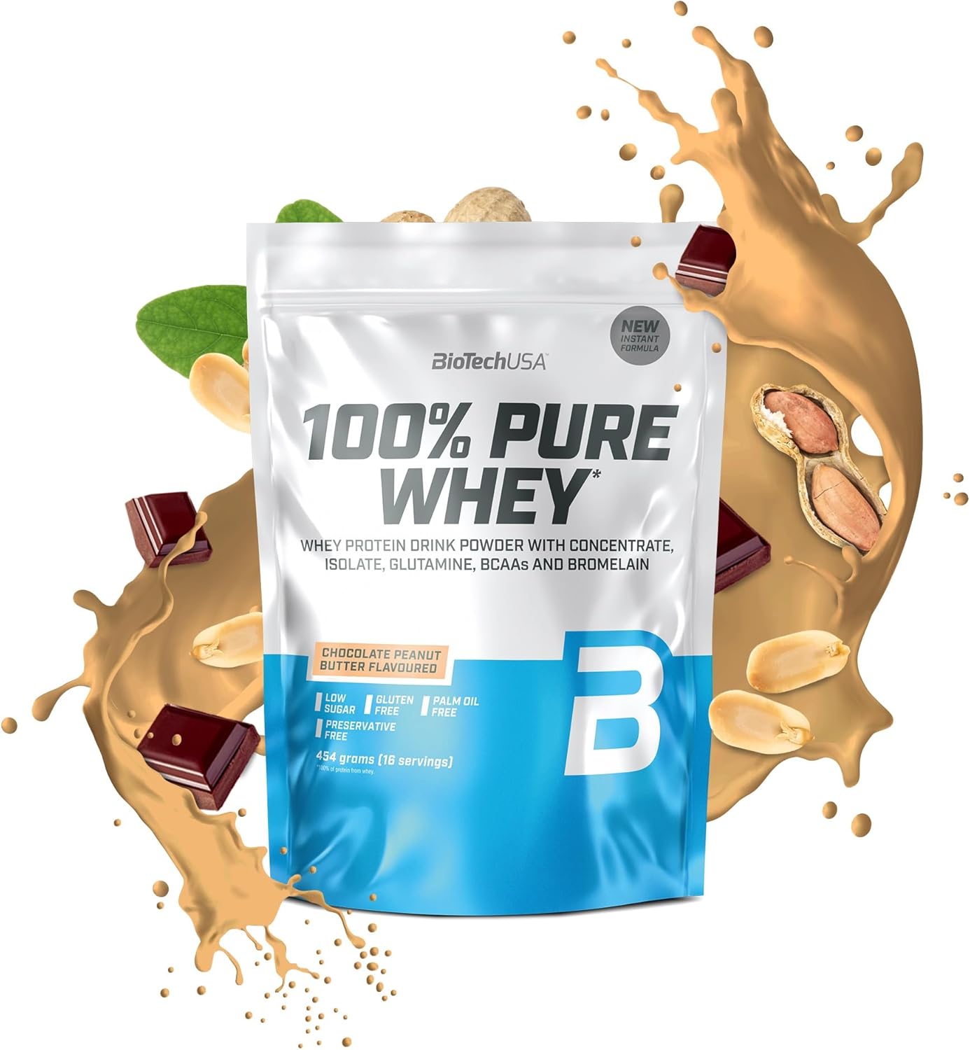 BioTechUSA 100% Pure Whey Proteinpulver mit BCAA und Glutamin