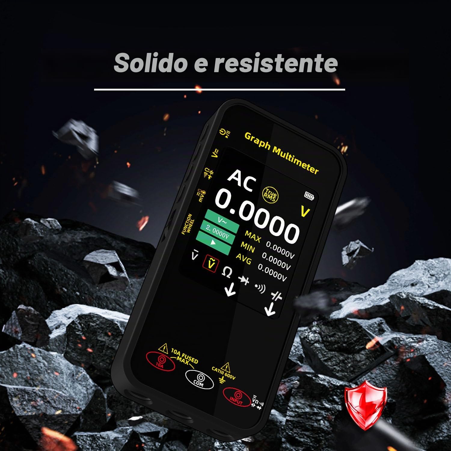 BSIDE S500 Multimetro Digitale 20000 Conteggi Multimetro Grafico Tascabile TRMS 1000V 10A con Schermo Rotante a Colori, Tester Elettricista di Corrente Tensione Millivolt AC Peak Capacità Temperatura