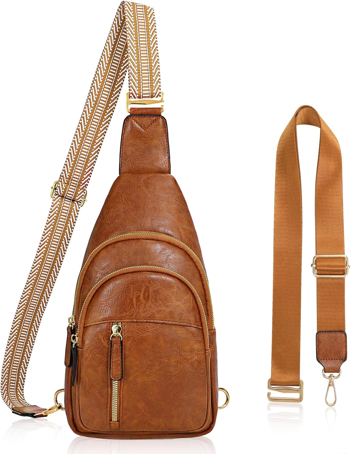 SUOSDEY Sling Bags for Women - Crossbody Leather Sling Backpack Chest Shoulder Bags for Casual Traveling Hiking Cycling