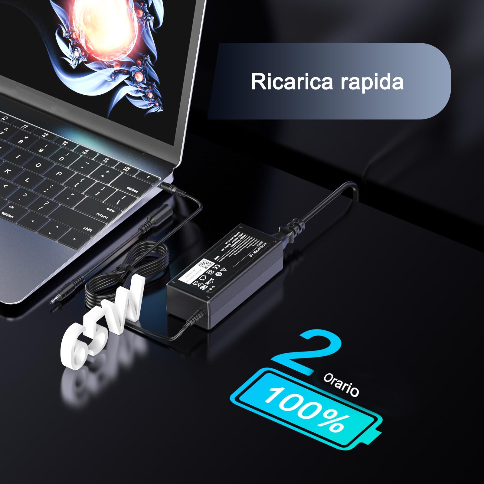 65W Caricatore 19V 3.42A Alimentatore Compatibile con Acer Aspire 3 5 E1 E3 E5 E15 E17 ES1 ES15 A315 A515 A114 V3 V5 V7 V15 3630 5250 5720 5750 5742 A315-34 Adattatore Caricabatterie 5.5 x 1.7mm