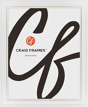 Craig Frames 314WG, Ornate White and Gold Picture Frame, 11 x 14 Inch