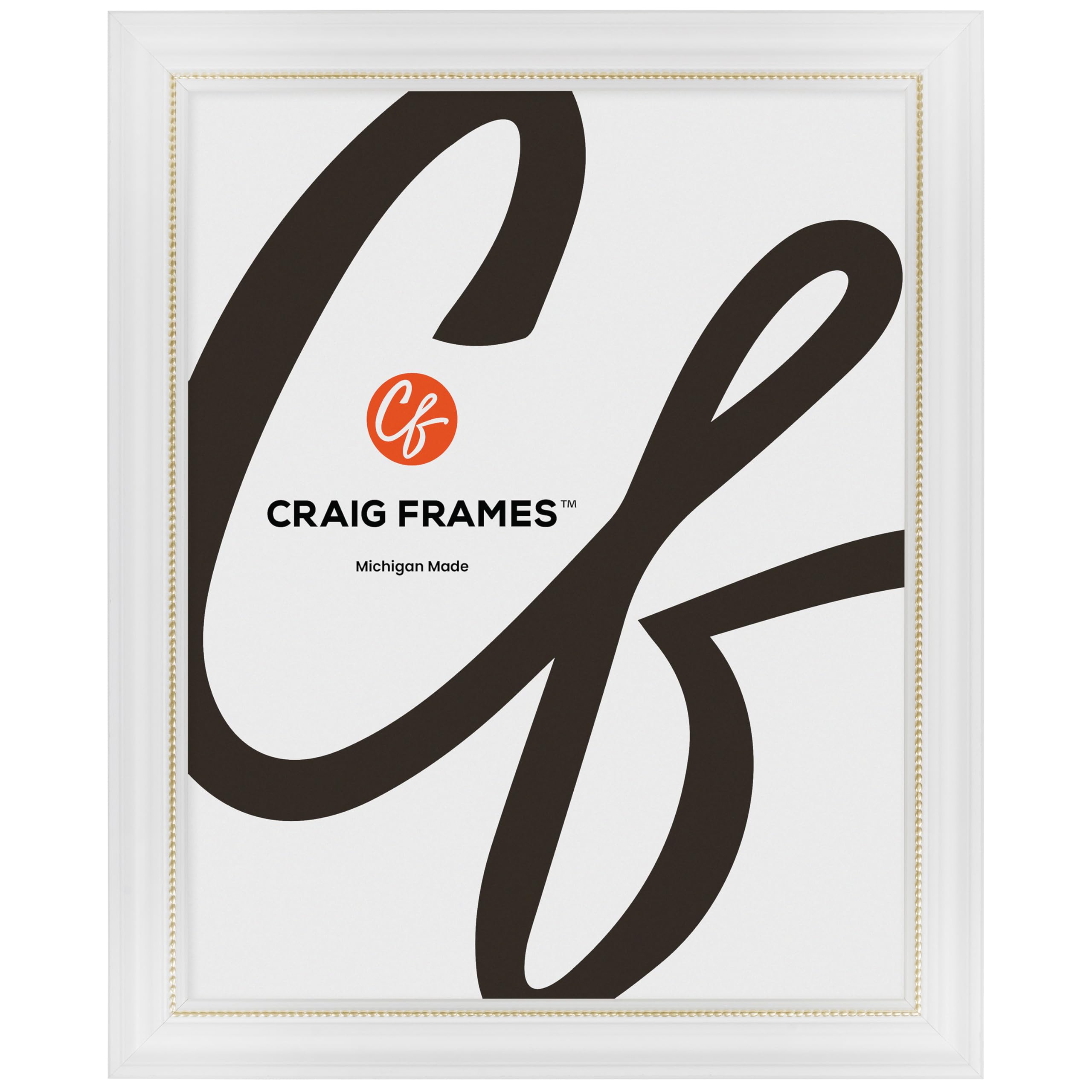 Craig Frames 314WG, Ornate White and Gold Picture Frame, 9 x 11 Inch