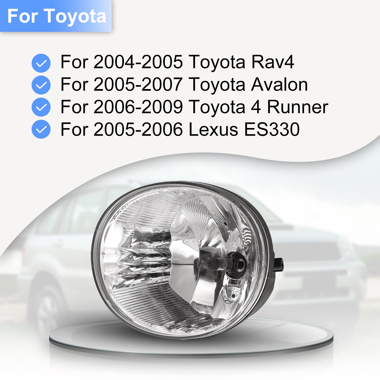 ROXX Fog Lights for 04-05 Toyota Rav4/ 05-07 Toyota Avalon/ 06-09 Toyota 4 Runner/ 05-06 Lexus ES330 OEM Replacement Fog Lamps Driver and Passenger Side