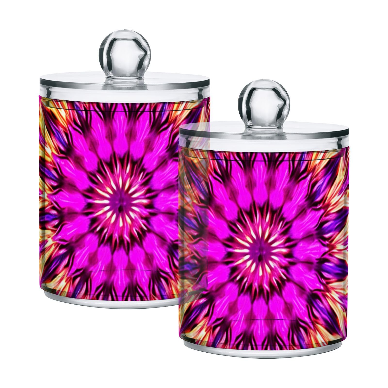 Creative-design-print Restroom Bathroom Organizers with Lid Qtip Holder Dispenser Apothecary Jars Cotton Balls Pads Swabs Holder Jar 4