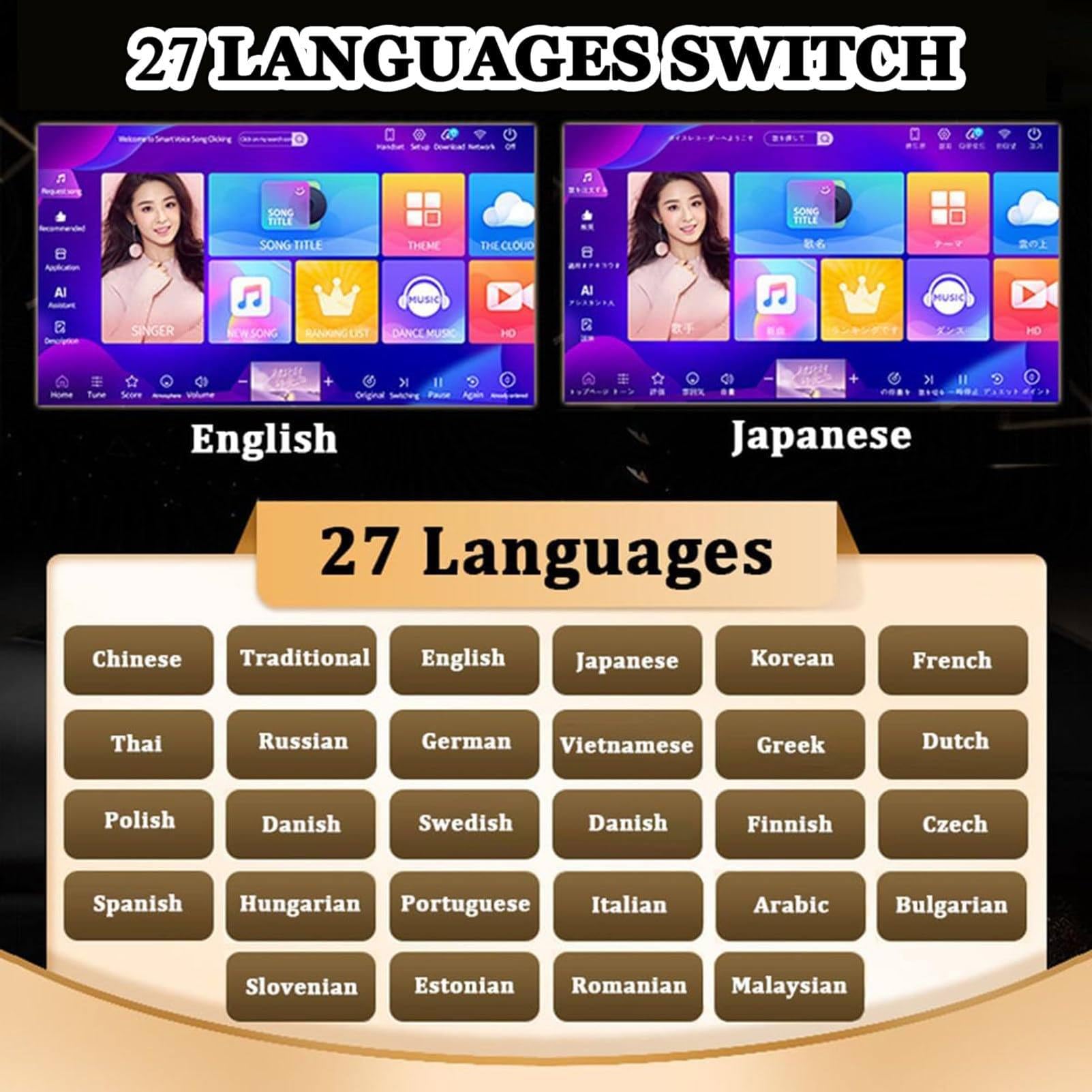 Macchina per karaoke da 18,5 pollici, lettore KTV touch screen con microfono wireless, sistemi portatili per karaoke, lettore karaoke tutto in uno,per famiglia/bar/festa,White-500G