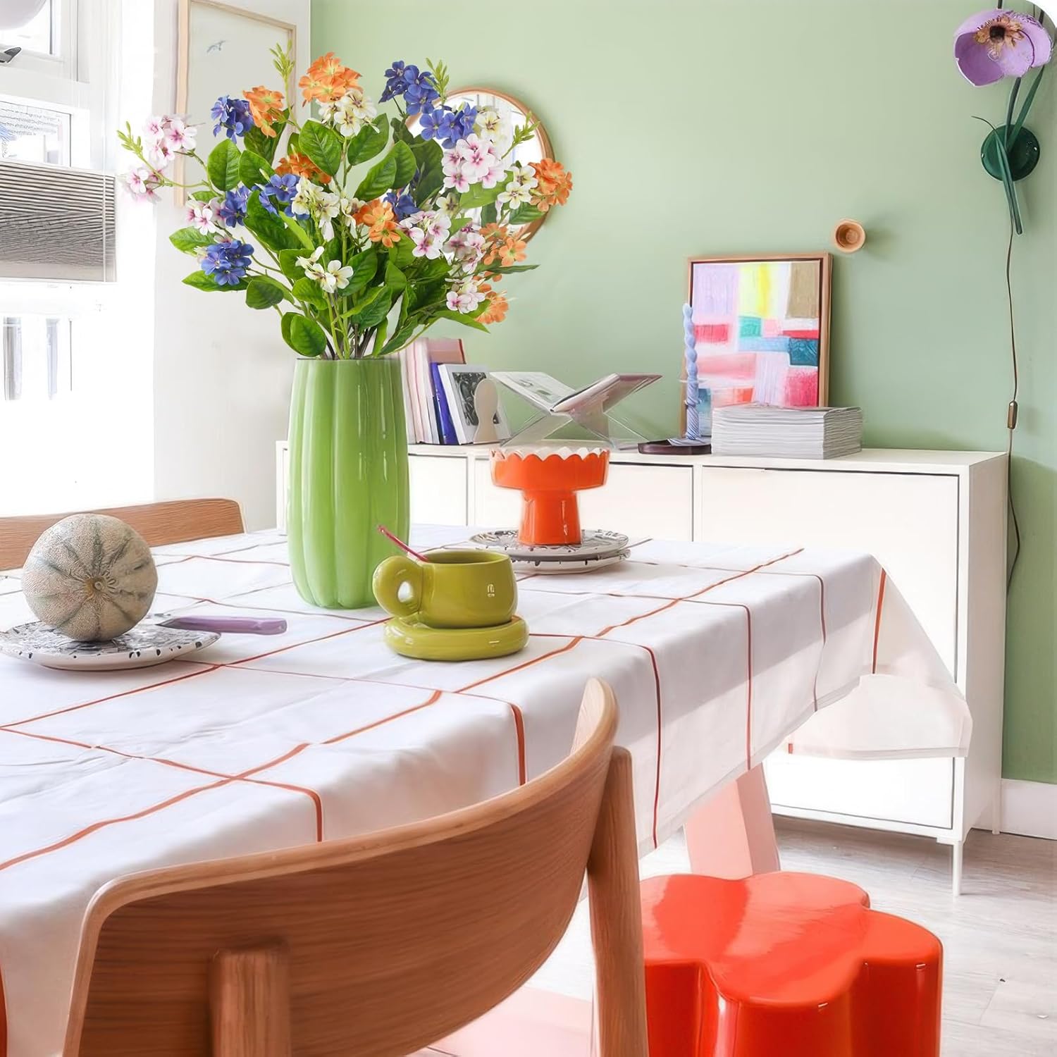 4 Pcs Artificial Flowers for Decoration 34 Inch Faux Silk Spring Summer Flower Branches Long Stem Silk Wildflowers Artificial Flowers Bulk Floral Arrangement for Vase Home Table Centerpieces - Image 6