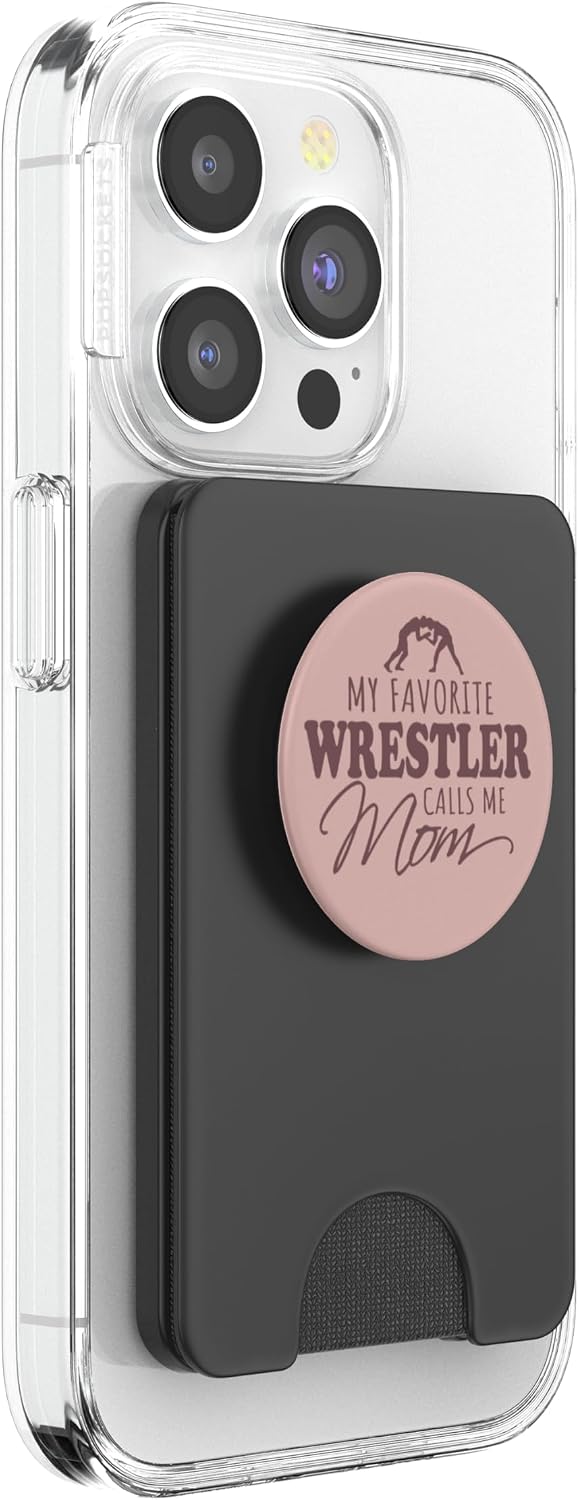 Wrestling Moms My Favorite Wrestler Calls Me Mom Pink PopSockets PopWallet for MagSafe