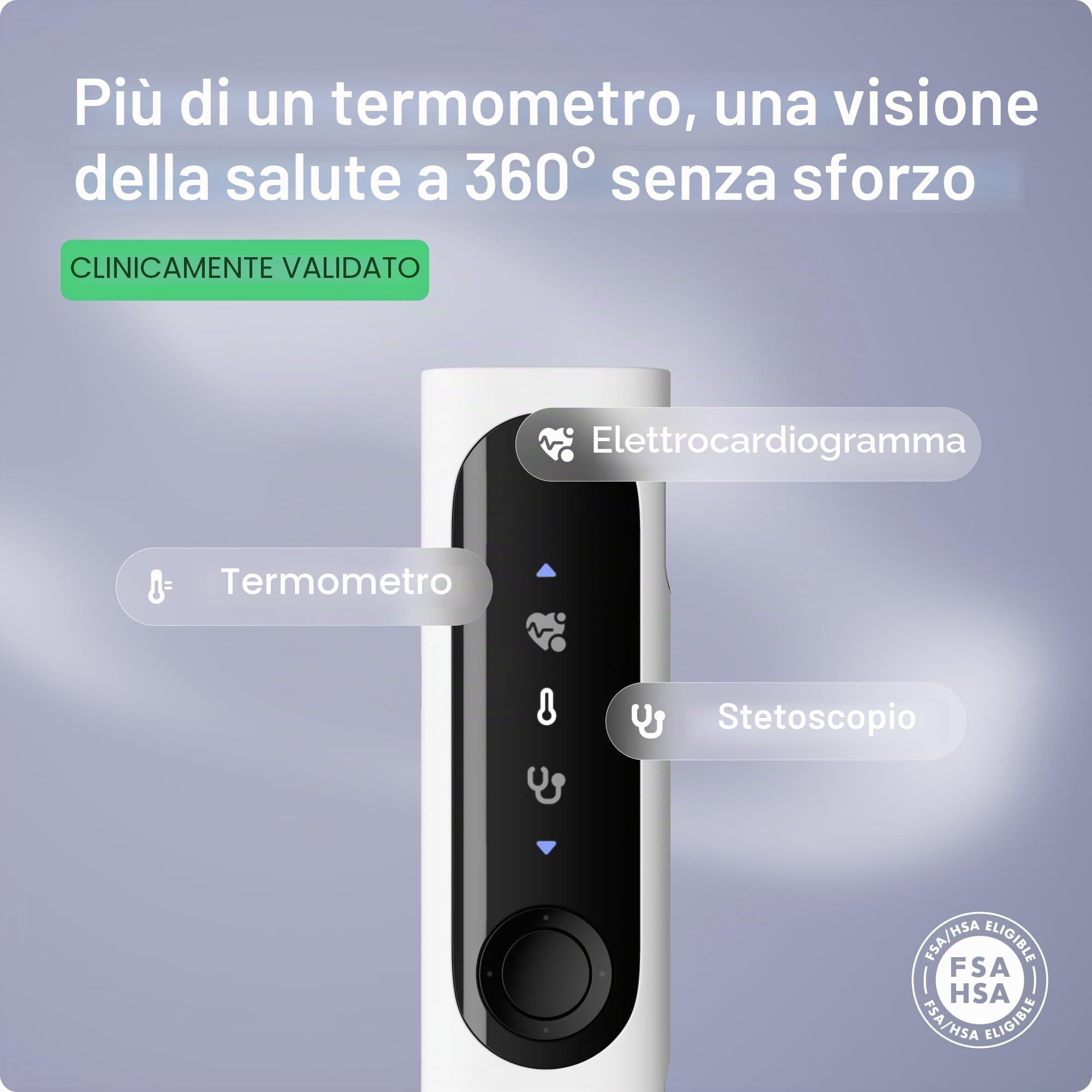 WITHINGS BeamO – Termometro Digitale Intelligente Senza Contatto, MultiScan 4-in-1, Monitor ECG, Pulsossimetro, Stetoscopio Digitale, Per Bambini e Adulti, Multiutente, Cura Familiare