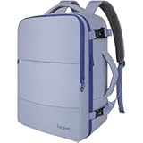 Large Travel Backpack for Men Women, 35L Carry On Backpack Airline Approved, Personal Item Travel Bag with USB Charging Port & Shoe Compartment, Laptop Backpack for Gym Hiking, Gray Blue