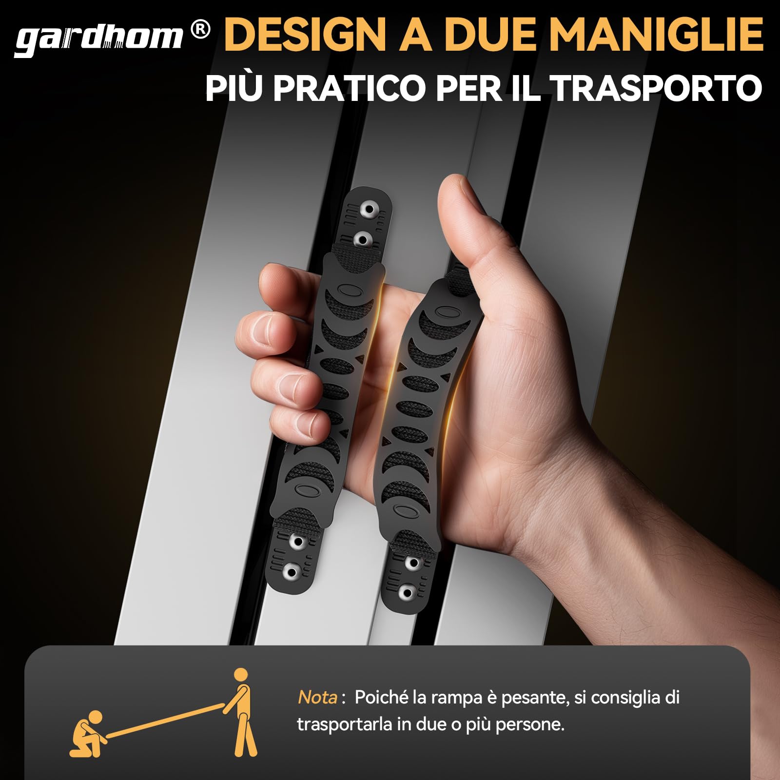 gardhom Rampe per Sedia a Rotelle 152 * 72 Rampa Disabili Pieghevole Capacità 800 lbs Rampe per Disabili per Porta Gradini Scale Handicap