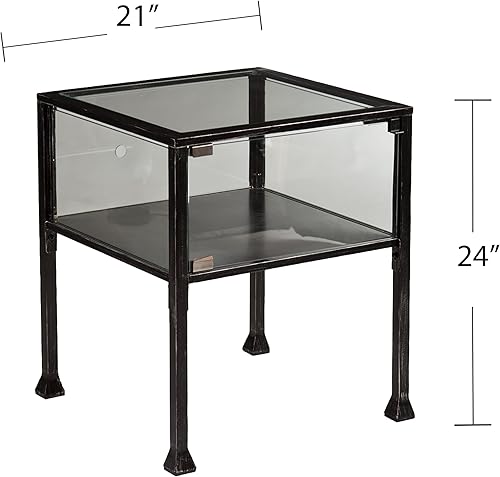 Miniatura 3 de SEI Furniture - Pantalla de terrario, mesa auxiliar, color negro y plateado