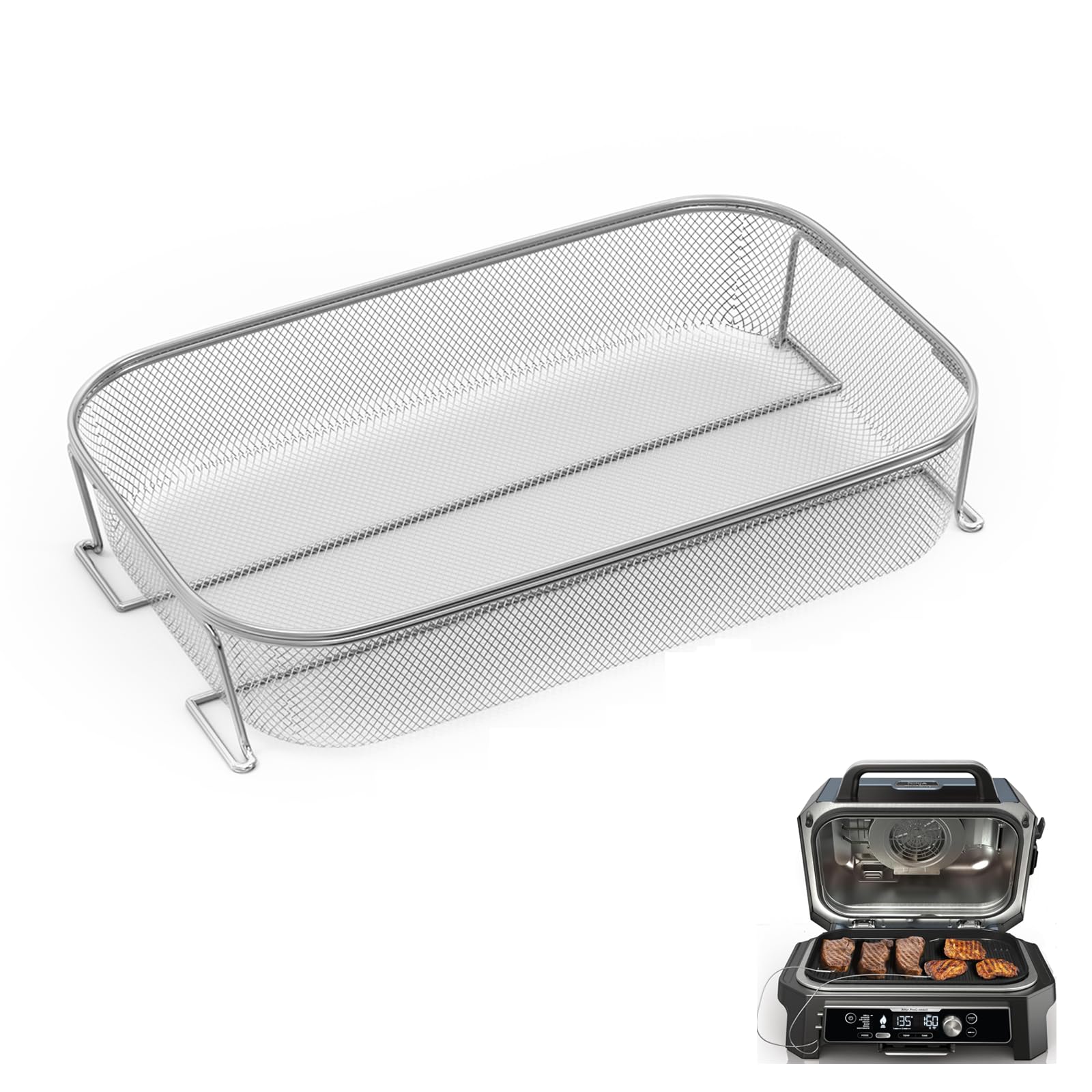 Stainless Steel 304 Crisper Basket for Ninja Woodfire Pro XL Outdoor Grill & Smoker OG800 OG900 Series, Non-Stick Air Fryer Basket for Ninja OG850 OG951 OG901 OG952 Grill Accessories