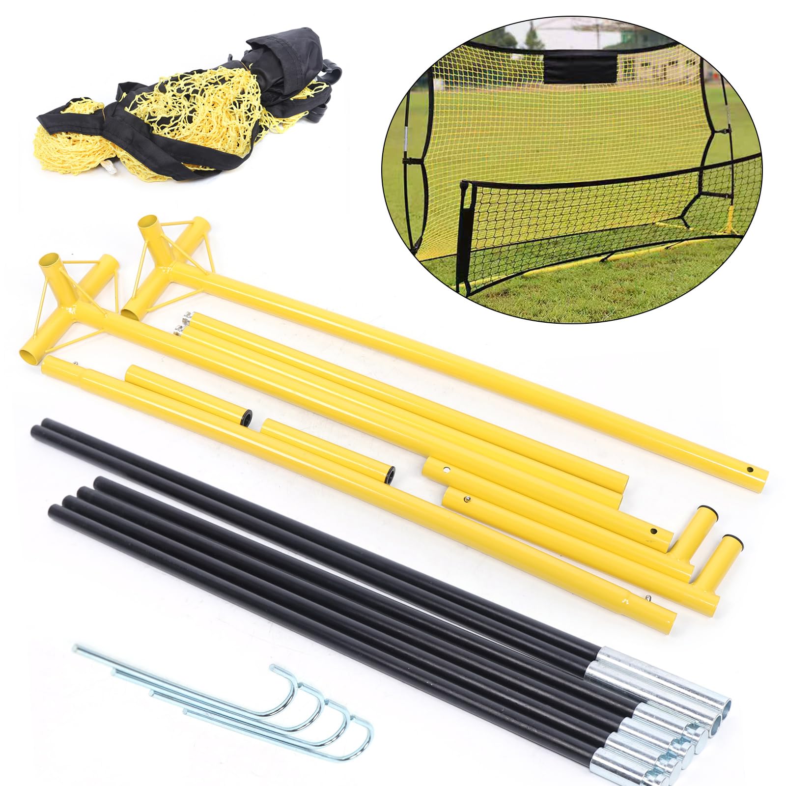 Red de fútbol 2 en 1, portería de fútbol portátil, rebote de fútbol, redes dobles con bolsa de transporte, equipo plegable de fútbol para niños y adultos