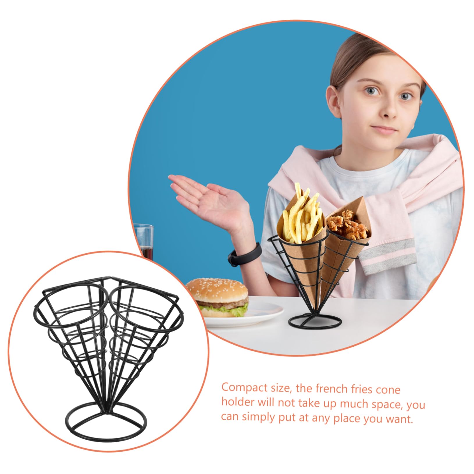 Cabilock Porta Snack per Patatine Fritte Porta Antipasti in Acciaio Inox 4 Fori Conici per Feste