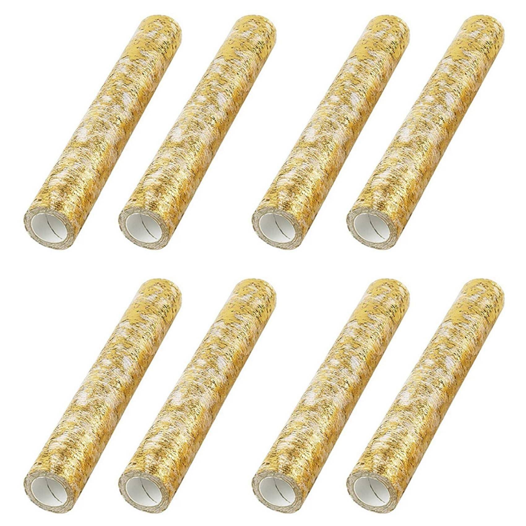 Vjsujehgy 8Pcs Table Runner, Sparkling Polyester Tulle Ribbon Roll with Gold Foil,Birthday Party Wedding Christmas Decor