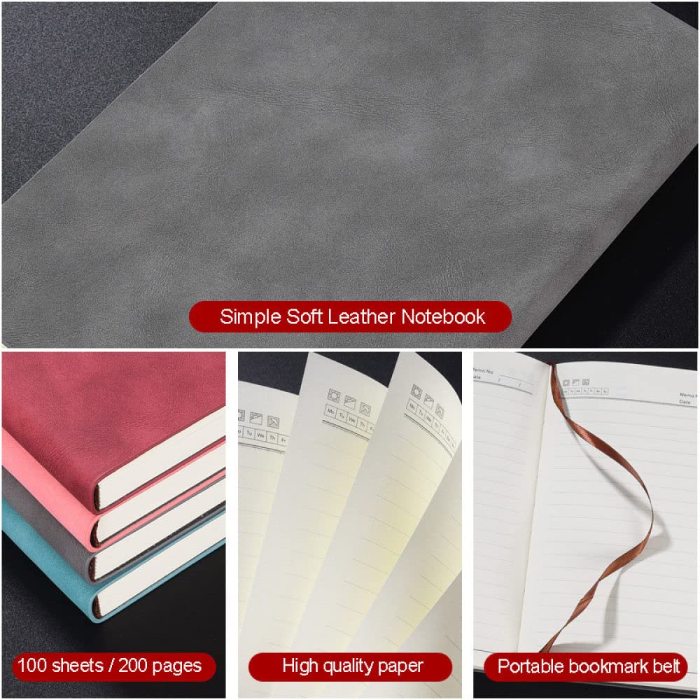 A5 Copertina morbida in pelle Blocco note Planner carino Agenda Settimanale Viaggiatori Quaderno semplice Studente SchooAl Suplies, rosso, 2 pezzi