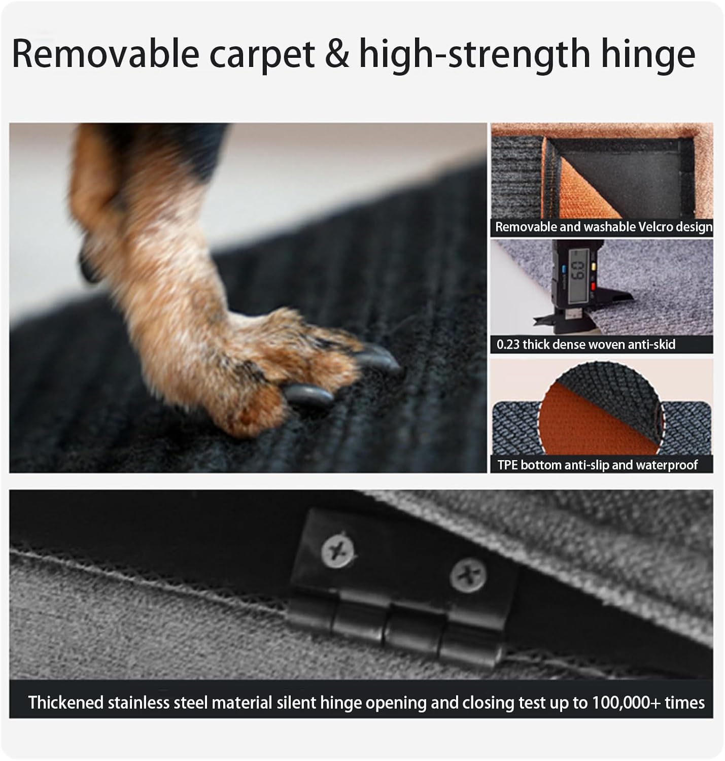 Split Ottoman Dog Ramp, Gentle 23 Incline Dog Step Built in Lightweight Folding Dog Ramp Steps for Couch, 15.74”H Dog Chair, Pet Steps Specially for Older Dogs andd Puppies with Stool Cover