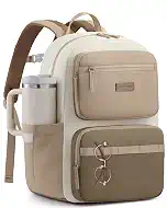 LOVEVOOK School Backpack for Teen Girls & Women,Laptop Backpack with Water Bottle Holder,Lightweight Work College Bookbag,Student Backpack for Middle High School,Beige-Khaki
