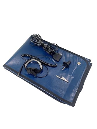Anti-Static Mat Kit Portable Electronic Repair Station - ESD Mat, Outlet Adapter, Wrist Strap and Grounding Cord - Blue